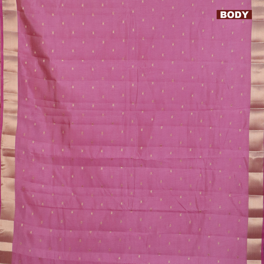 Semi raw silk saree mauve pink with zari woven buttas and zari woven border