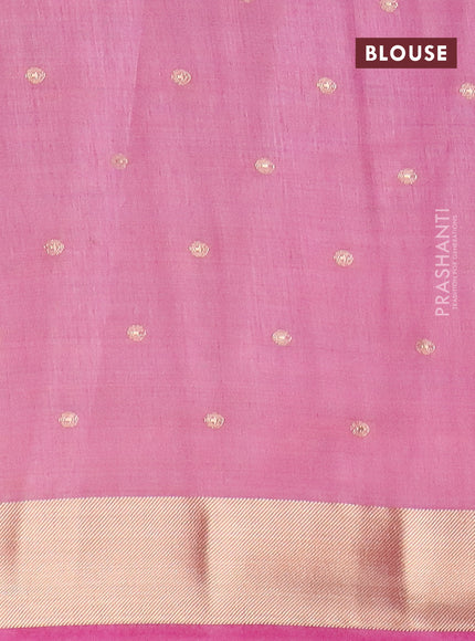 Semi raw silk saree mauve pink with zari woven buttas and zari woven border