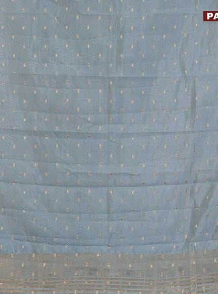 Semi raw silk saree grey with zari woven buttas and zari woven border