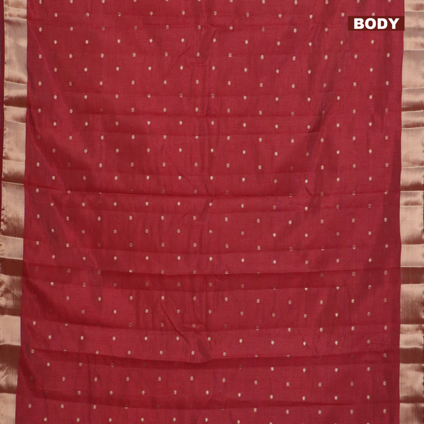 Semi raw silk saree maroon with zari woven buttas and zari woven border