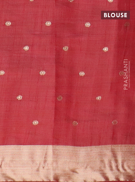 Semi raw silk saree maroon with zari woven buttas and zari woven border