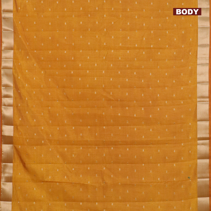 Semi raw silk saree mustard yellow with zari woven buttas and zari woven border