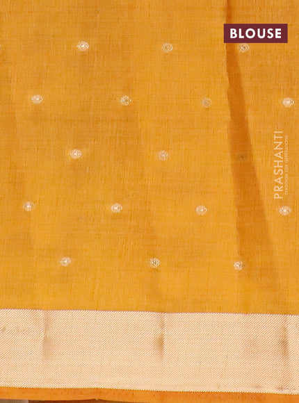 Semi raw silk saree mustard yellow with zari woven buttas and zari woven border