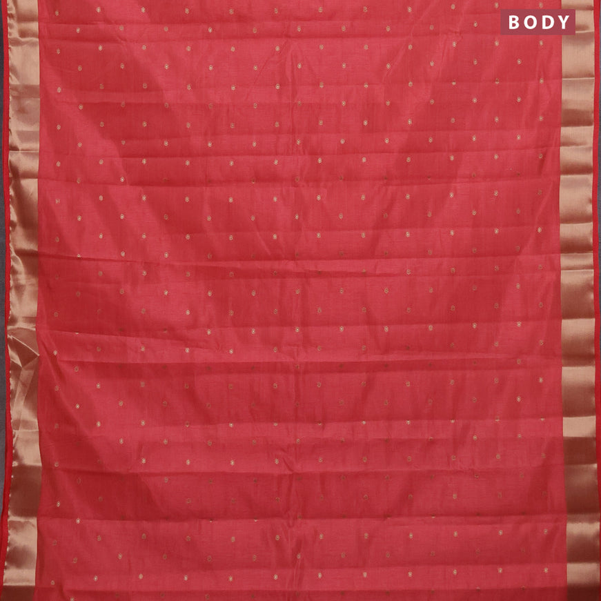 Semi raw silk saree red with zari woven buttas and zari woven border