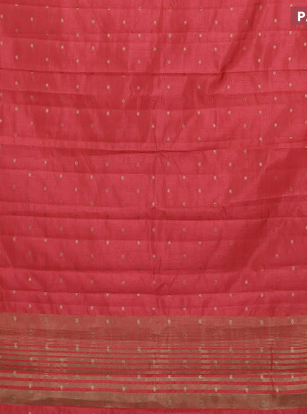 Semi raw silk saree red with zari woven buttas and zari woven border