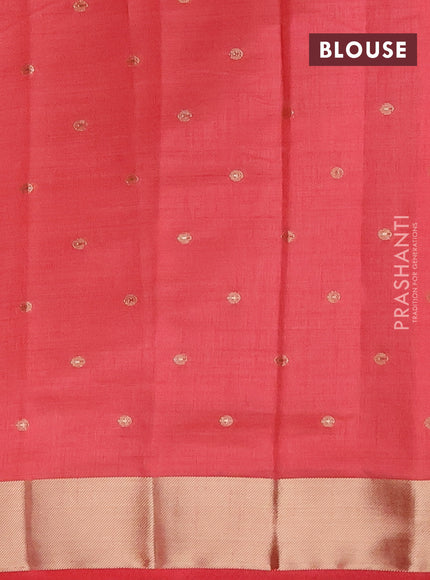 Semi raw silk saree red with zari woven buttas and zari woven border