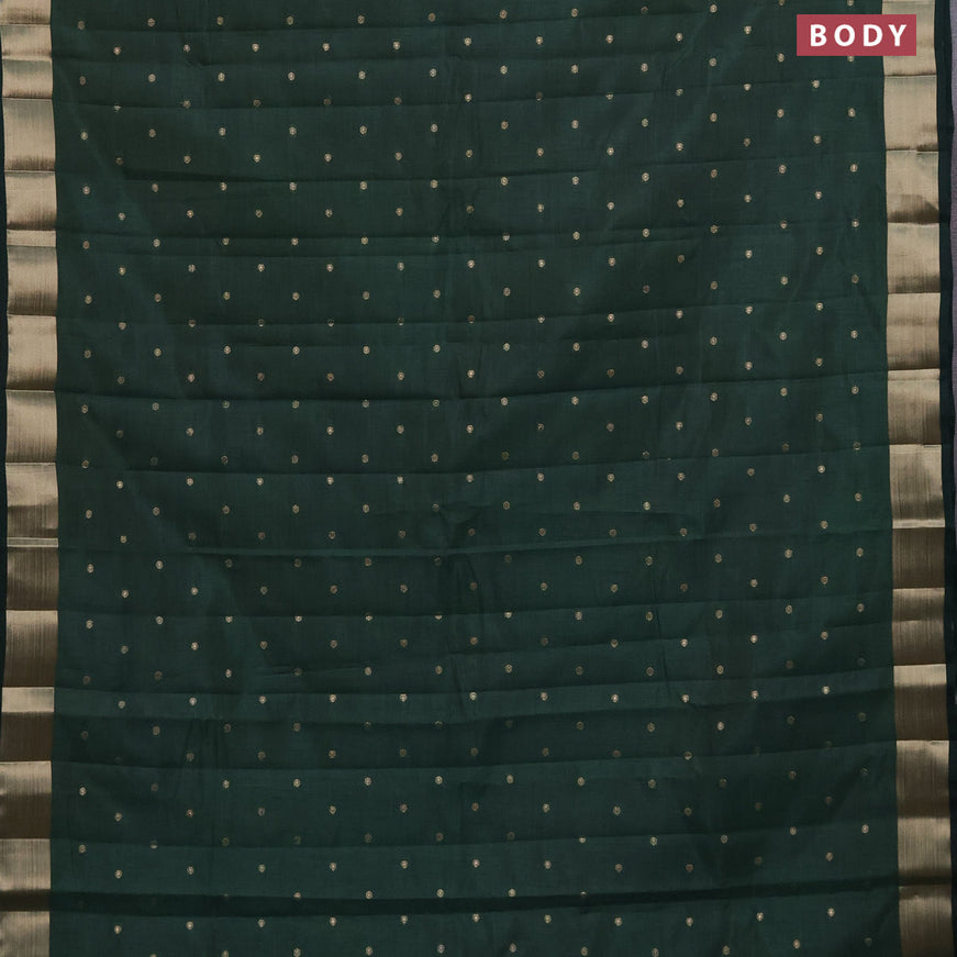 Semi raw silk saree green with zari woven buttas and zari woven border