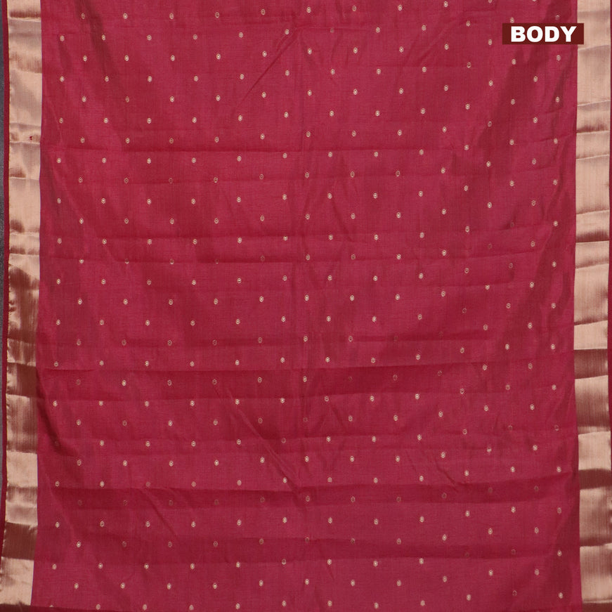 Semi raw silk saree maroon with zari woven buttas and zari woven border