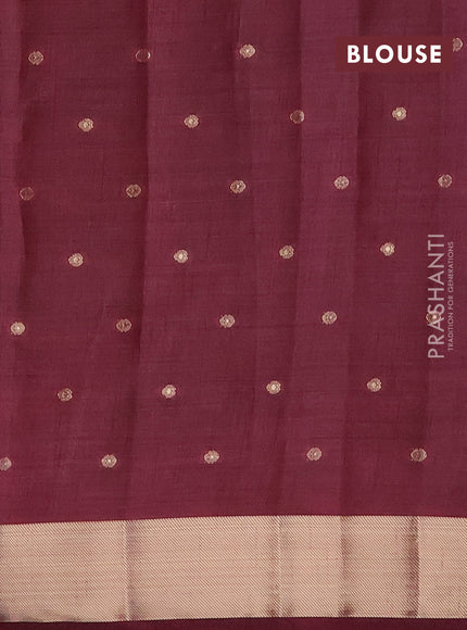 Semi raw silk saree wine shade with zari woven buttas and zari woven border