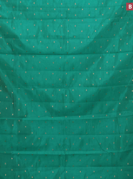 Semi raw silk saree green with zari woven buttas and zari woven border