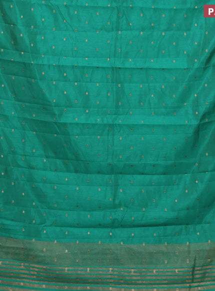 Semi raw silk saree green with zari woven buttas and zari woven border