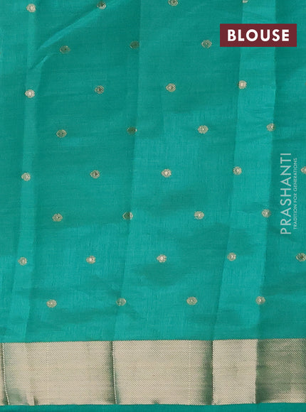 Semi raw silk saree green with zari woven buttas and zari woven border