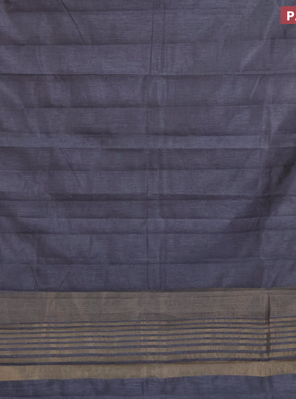 Semi raw silk saree grey with plain body and leaf design zari woven border