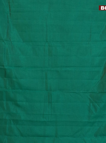 Semi raw silk saree green with plain body and leaf design zari woven border