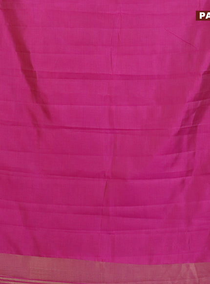 Semi raw silk saree pink with plain body and leaf design zari woven border