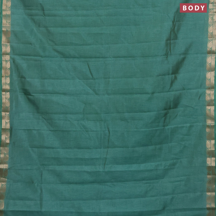 Semi raw silk saree pastel green with plain body and leaf design zari woven border