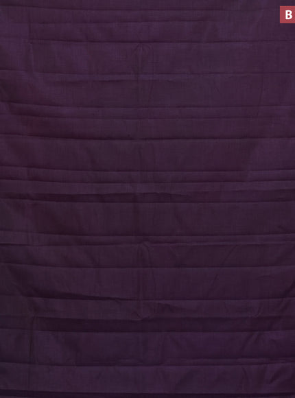 Semi raw silk saree deep violet with plain body and leaf design zari woven border