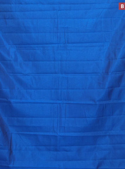 Semi raw silk saree cs blue with plain body and leaf design zari woven border