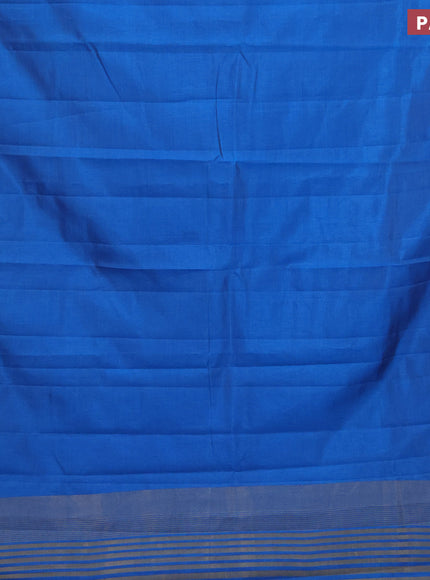 Semi raw silk saree cs blue with plain body and leaf design zari woven border