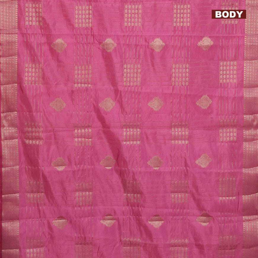 Semi raw silk saree mauve pink with allover zari weaves & buttas and zari woven border