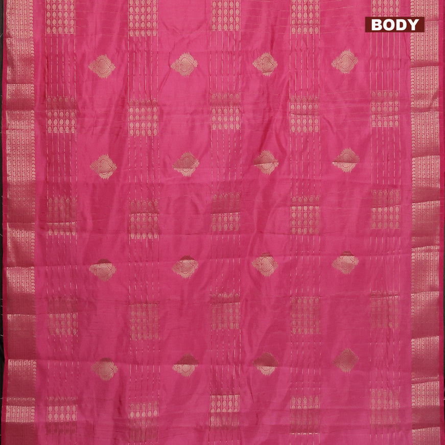 Semi raw silk saree light pink with allover zari weaves & buttas and zari woven border