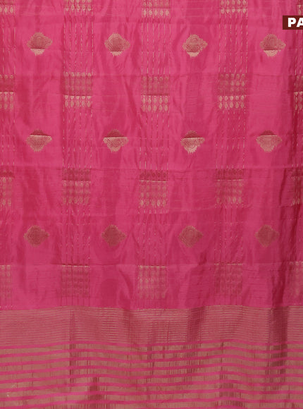 Semi raw silk saree light pink with allover zari weaves & buttas and zari woven border