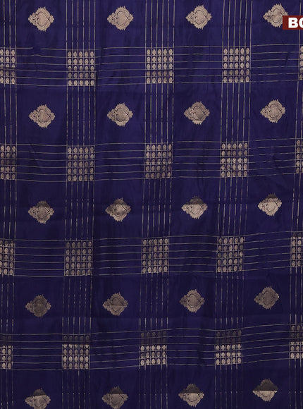 Semi raw silk saree navy blue with allover zari weaves & buttas and zari woven border