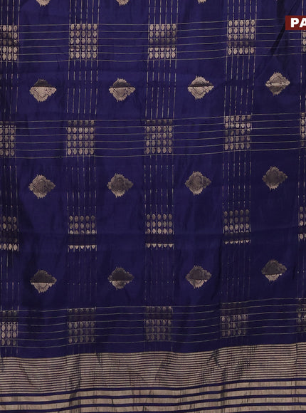 Semi raw silk saree navy blue with allover zari weaves & buttas and zari woven border