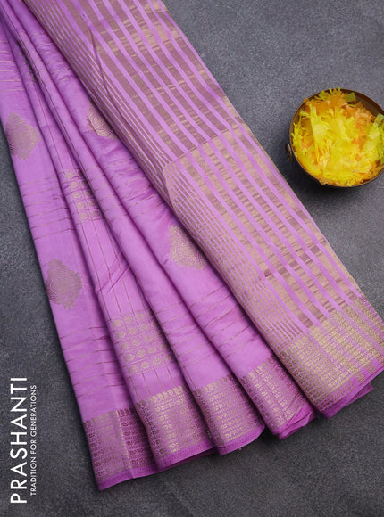 Semi raw silk saree lavender shade with allover zari weaves & buttas and zari woven border