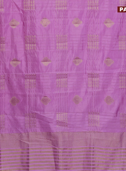 Semi raw silk saree lavender shade with allover zari weaves & buttas and zari woven border