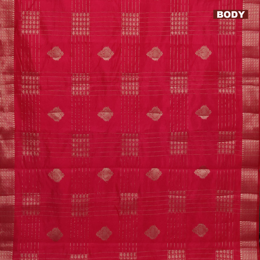 Semi raw silk saree pink with allover zari weaves & buttas and zari woven border