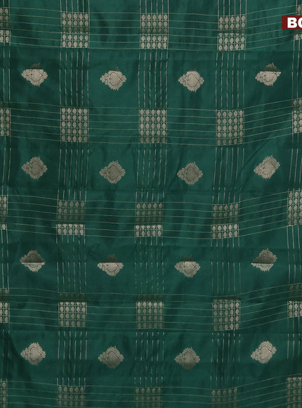 Semi raw silk saree green with allover zari weaves & buttas and zari woven border