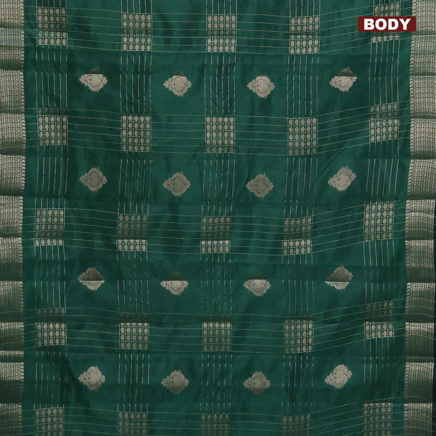 Semi raw silk saree green with allover zari weaves & buttas and zari woven border