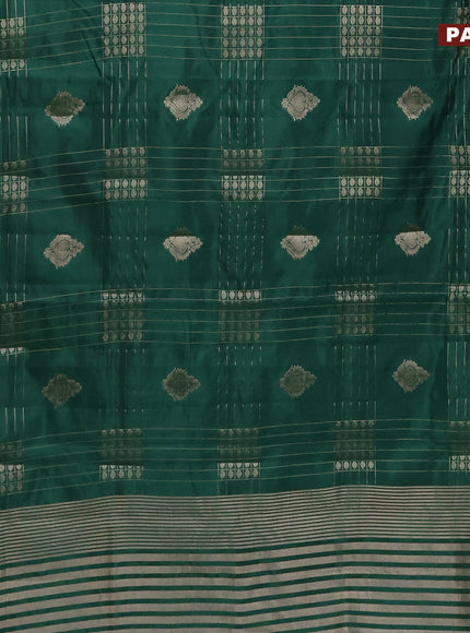 Semi raw silk saree green with allover zari weaves & buttas and zari woven border