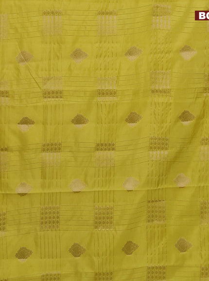 Semi raw silk saree yellow with allover zari weaves & buttas and zari woven border