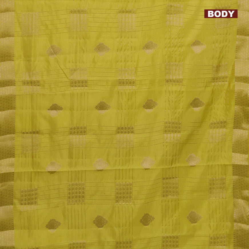 Semi raw silk saree yellow with allover zari weaves & buttas and zari woven border