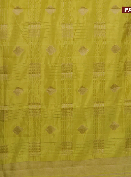 Semi raw silk saree yellow with allover zari weaves & buttas and zari woven border