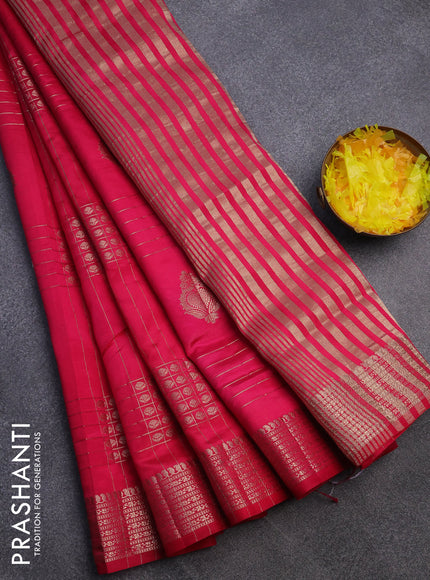 Semi raw silk saree pink with allover zari weaves & buttas and zari woven border