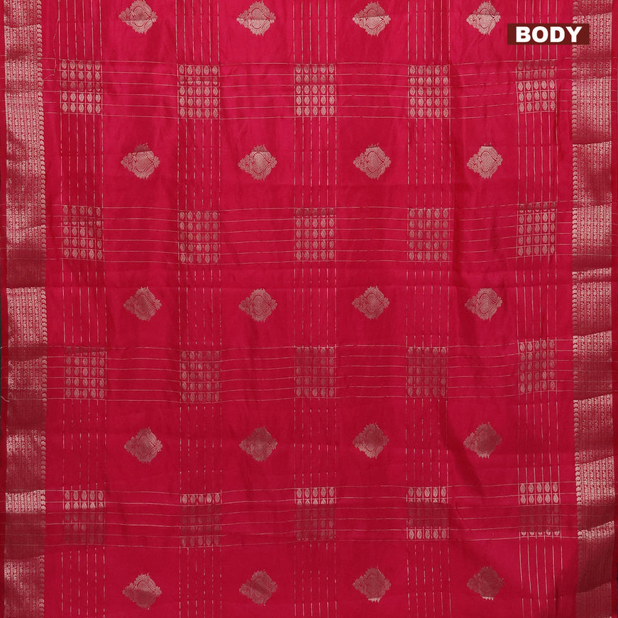 Semi raw silk saree pink with allover zari weaves & buttas and zari woven border