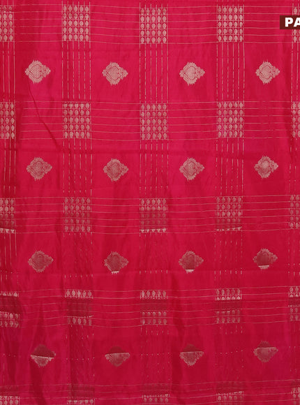 Semi raw silk saree pink with allover zari weaves & buttas and zari woven border