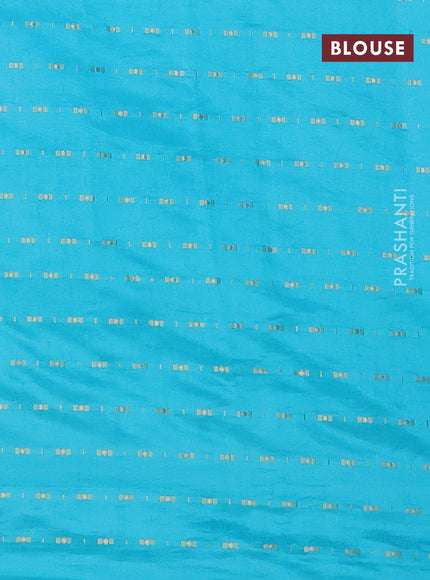 Semi raw silk saree teal blue with allover zari weaves & buttas and zari woven border