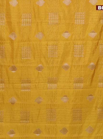 Semi raw silk saree mustard yellow with allover zari weaves & buttas and zari woven border