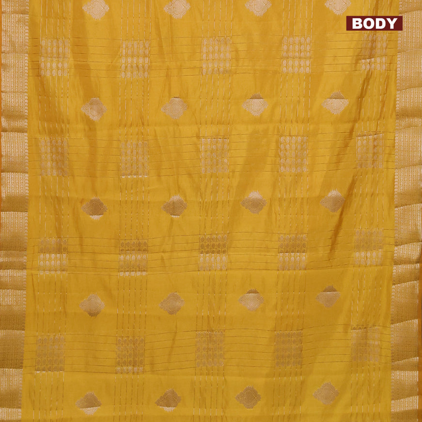 Semi raw silk saree mustard yellow with allover zari weaves & buttas and zari woven border