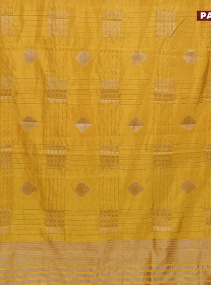 Semi raw silk saree mustard yellow with allover zari weaves & buttas and zari woven border