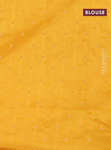 Semi raw silk saree mustard yellow with allover zari weaves & buttas and zari woven border