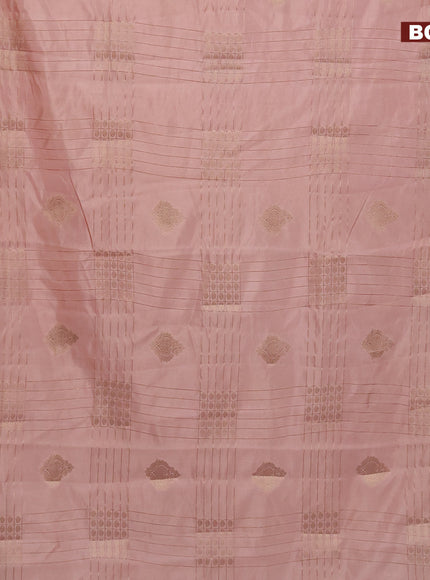 Semi raw silk saree mild peach shade with allover zari weaves & buttas and zari woven border