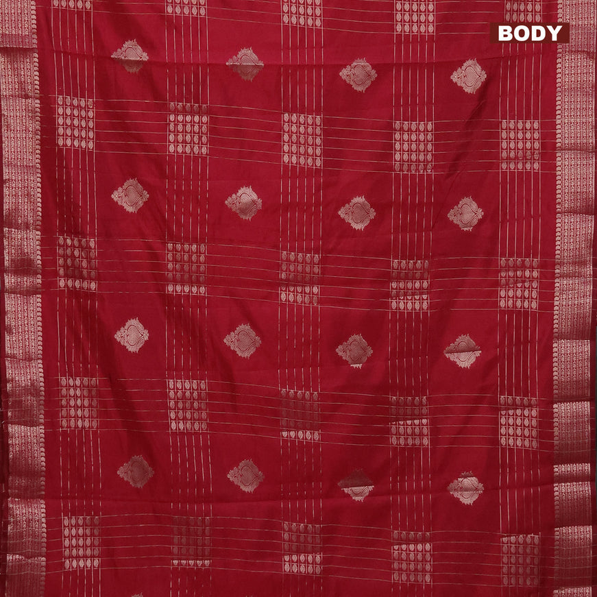 Semi raw silk saree maroon with allover zari weaves & buttas and zari woven border