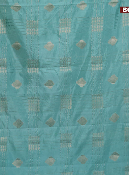 Semi raw silk saree pastel green with allover zari weaves & buttas and zari woven border