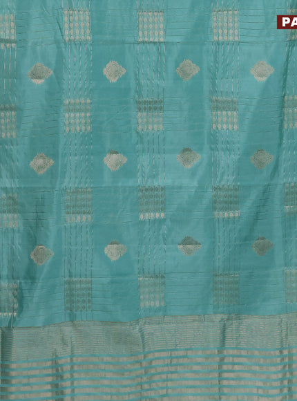 Semi raw silk saree pastel green with allover zari weaves & buttas and zari woven border