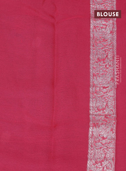 Banarasi chiffon saree grey and peach pink with silver zari woven buttas and silver zari woven border